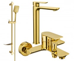 MEXEN/S - Alfa DF62 Set umývadlovej a vaňovej batérie s príslušenstvom, zlato (745713DF62-50)