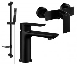 MEXEN/S - Alfa DF72 Set umývadlovej a sprchovej batérie s príslušenstvom, čierna (745704DF72-70)