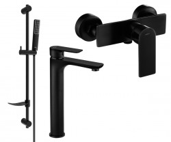 MEXEN/S - Alfa DF72 Set umývadlovej a sprchovej batérie s príslušenstvom, čierna (745714DF72-70)