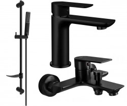 MEXEN/S - Alfa DF72 Set umývadlovej a vaňovej batérie s príslušenstvom, čierna (745703DF72-70)