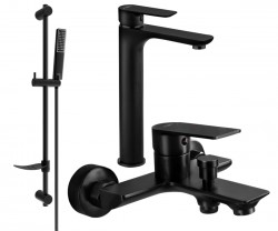 MEXEN/S - Alfa DF72 Set umývadlovej a vaňovej batérie s príslušenstvom, čierna (745713DF72-70)