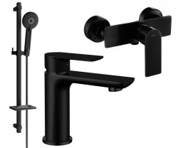 MEXEN/S - Alfa DQ40 Set umývadlovej a sprchovej batérie s príslušenstvom, čierna (745704DQ40-70)
