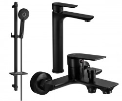 MEXEN/S - Alfa DQ40 Set umývadlovej a vaňovej batérie s príslušenstvom, čierna (745713DQ40-70)