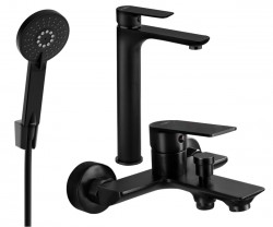 MEXEN/S - Alfa R40 Set umývadlovej a vaňovej batérie s príslušenstvom, čierna (745713R40-70)