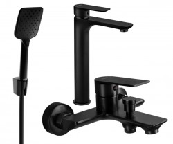 MEXEN/S - Alfa R62 Set umývadlovej a vaňovej batérie s príslušenstvom, čierna (745713R62-70)