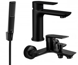 MEXEN/S - Alfa R72 Set umývadlovej a vaňovej batérie s príslušenstvom, čierna (745703R72-70)