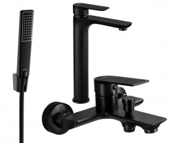 MEXEN/S - Alfa R72 Set umývadlovej a vaňovej batérie s príslušenstvom, čierna (745713R72-70)