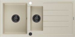 MEXEN/S - Andres granitový drez s odkvapkávačom 1000 x 500 mm, béžová, čierny sifón (6515101510-69-B)