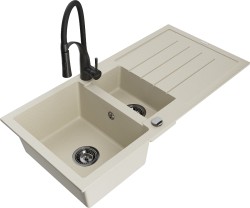 MEXEN/S - Andres granitový drez s odkvapkávačom vrátane batérie Aster, béžová (6515-69-73450-70-B)