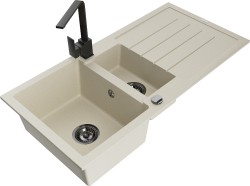 MEXEN/S - Andres granitový drez s odkvapkávačom vrátane batérie Rita, béžová (6515-69-670300-70)