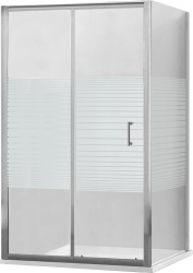 MEXEN/S - Apia obdĺžnikový sprchový kút 140x80, transparent / pruhy, chróm + vanička (840-140-080-01-20-4010)