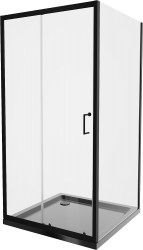 MEXEN/S - Apia Sprchovací kút 100x100, transparent, čierna + vanička so sifónom (840-100-100-70-00-4070B)
