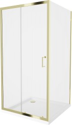 MEXEN/S - Apia Sprchovací kút 90x90, transparent, zlato + vanička so sifónom (840-090-090-50-00-4010G)