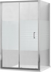 MEXEN/S - Apia sprchovací kút posuvný 90x90, sklo transparent / pruhy, chróm + vanička (840-090-090-01-20-4010)