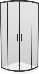 MEXEN/S - Apia sprchovací kút štvrťkruh 90x90, dekor, čierna + biela vanička so sifónom (863-090-090-70-30-4110B)