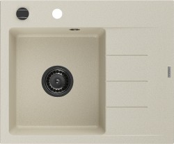 MEXEN/S - Ben granitový drez 1 s odkvapkávačom ľavý 600 x 500 mm, béžový, sifón čierna (6522605000-69-B)