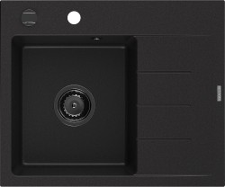MEXEN/S - Ben granitový drez 1 s odkvapkávačom ľavý 600 x 500 mm, čierna, sifón čierna (6522605000-77-B)