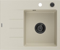 MEXEN/S - Ben granitový drez 1 s odkvapkávačom pravý 600 x 500 mm, béžový, sifón čierna (6523605000-69-B)