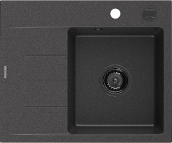 MEXEN/S - Ben granitový drez 1 s odkvapkávačom pravý 600 x 500 mm, čierna kropenatá, sifón čierna (6523605000-76-B)