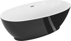 MEXEN/S - Bilbao voľne stojaca vaňa 180 x 90, biela/čierna, sifón a prepad chróm (51311809075-01)