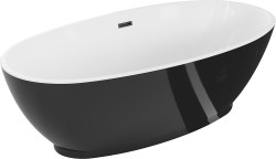 MEXEN/S - Bilbao voľne stojaca vaňa 180 x 90, biela/čierna, sifón a prepad čierna (51311809075-70)