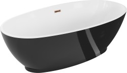 MEXEN/S - Bilbao voľne stojaca vaňa 180 x 90, biela/čierna, sifón a prepad ružové zlato (51311809075-60)