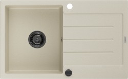 MEXEN/S - Bruno granitový drez 1 s odkvapkávačom 795 x 495 mm, béžová, + čierny sifón (6513791010-69-B)