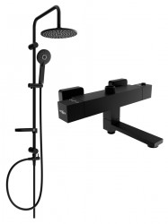 MEXEN/S - Carl sprchový stĺp vrátane sprchovej termostatickej batérie Cube, čierna (77910240-70)