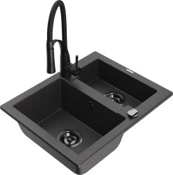 MEXEN/S - Carlos granitový drez 1.5 vrátane batérie Aster, čierna kropenatá (6518-76-73450-70-B)