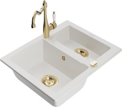 MEXEN/S - Carlos granitový drez 1.5 vrátane batérie Carla, biela (6518-20-670700-50)