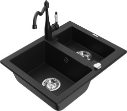 MEXEN/S - Carlos granitový drez 1.5 vrátane batérie Carla, čierna (6518-77-670700-70)