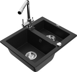 MEXEN/S - Carlos granitový drez 1.5 vrátane batérie Duero, čierna (6518-77-671600-00)