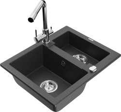 MEXEN/S - Carlos granitový drez 1.5 vrátane batérie Duero, čierna kropenatá (6518-76-671600-00)