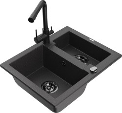 MEXEN/S - Carlos granitový drez 1.5 vrátane batérie Duero, čierna kropenatá (6518-76-671600-70-B)