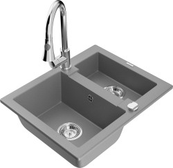 MEXEN/S - Carlos granitový drez 1.5 vrátane batérie Elia, šedá (6518-71-670101-00)