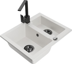 MEXEN/S - Carlos granitový drez 1.5 vrátane batérie Rita, biela (6518-20-670300-70)
