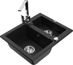MEXEN/S - Carlos granitový drez 1.5 vrátane batérie Rita, čierna (6518-77-670300-00)