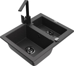 MEXEN/S - Carlos granitový drez 1.5 vrátane batérie Rita, čierna kropenatá (6518-76-670300-70-B)