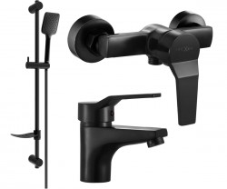 MEXEN/S - Caro DF62 SET sprchová a umývadlová batéria, čierna (746604DF62-70)