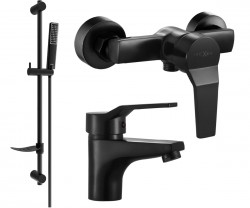 MEXEN/S - Caro DF72 SET sprchová a umývadlová batéria, čierna (746604DF72-70)