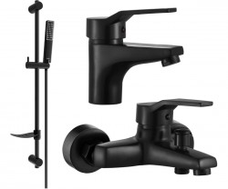 MEXEN/S - Caro DF72 SET vaňová a umývadlová batéria, čierna (746603DF72-70)