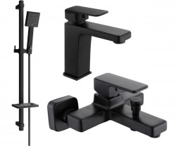 MEXEN/S - Cetus DQ45 SET vaňová a umývadlová batéria, čierna (744303DQ45-70)