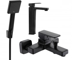 MEXEN/S - Cetus R45 Set umývadlovej a vaňovej batérie s príslušenstvom, čierna (744313R45-70)