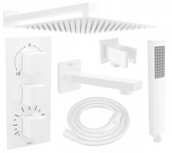 MEXEN/S - Cube DR02 podomietkový vaňový SET s vytokovou hubicou + slim sprcha 30, biela (77503DR0230-20)