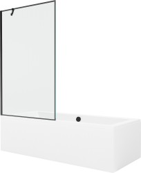 MEXEN/S - Cube obdĺžniková vaňa 170 x 80 cm s panelom + vaňová zástena 100, čierna vzor (550517080X9510007070)