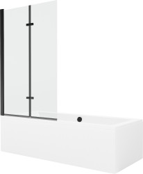 MEXEN/S - Cube obdĺžniková vaňa 170 x 80 cm s panelom + vaňová zástena 100, transparent, čierna (550517080X9210027000)