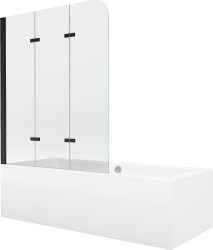 MEXEN/S - Cube obdĺžniková vaňa 170 x 80 cm s panelom + vaňová zástena 120, transparent, čierna (550517080X9012037000)