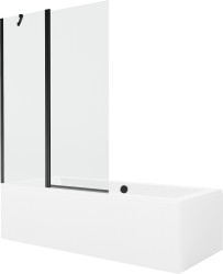 MEXEN/S - Cube obdĺžniková vaňa 170 x 80 cm s panelom + vaňová zástena 120, transparent, čierna (550517080X9412117000)