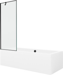 MEXEN/S - Cube obdĺžniková vaňa 170 x 80 cm s panelom + vaňová zástena 70, čierna vzor (550517080X9507007070)
