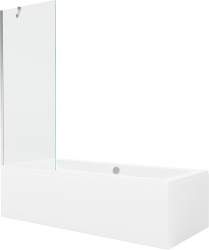 MEXEN/S - Cube obdĺžniková vaňa 170 x 80 cm s panelom + vaňová zástena 70 cm, transparent, chróm (550517080X9507000001)
